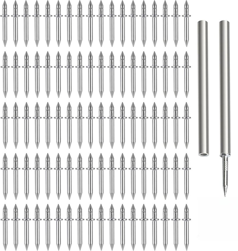 zcfochi 300pcs Double-Head Skirting Thread Seamless Nail, Non Marks Nail, Invisible Security Screw, Double Ended Baseboard Invisible Screw,Hidden Nail for Wood Veneer, with Specific Sleeve Tool (300) - Image 1